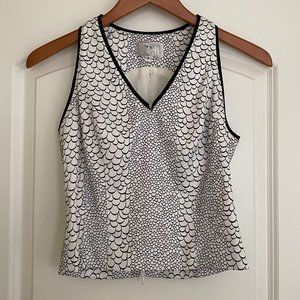 Alberto Makali Black and White V-Neck Sleeveless Top, Size 4